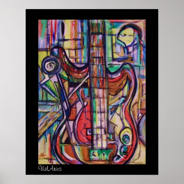Abstract Bass Guitar Poster by ValAries (Front)