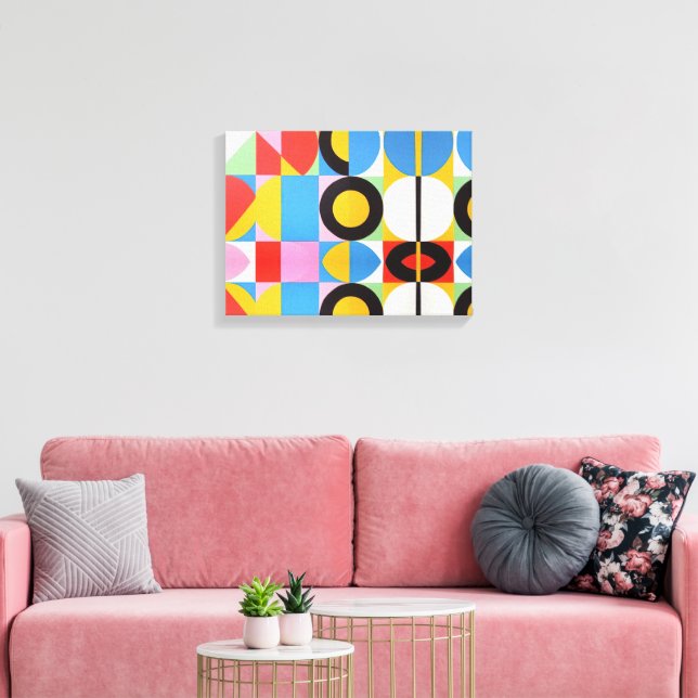 Abstract Bauhaus Geometric Art Canvas Print (Insitu(LivingRoom))
