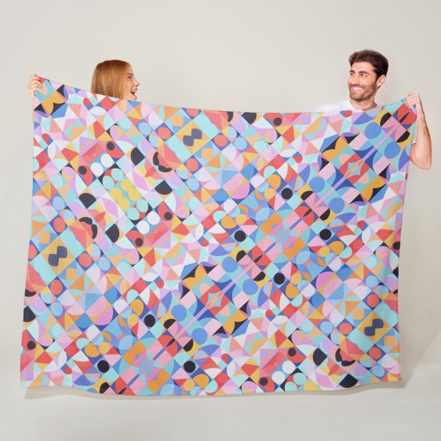 Abstract Bauhaus Geometric Art Fleece Blanket (In Situ)