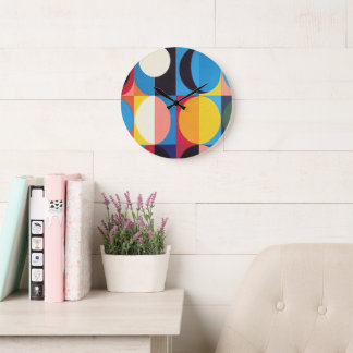 Abstract Bauhaus Geometric Art Large Clock