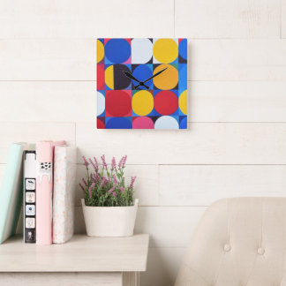 Abstract Bauhaus Geometric Art Square Wall Clock