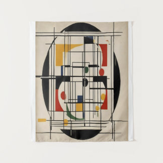 Abstract Bauhaus Geometric Modern Minimalist Art Tapestry