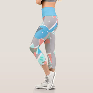 Abstract Bauhaus Half Circles Mod Pop Art Pattern Capri Leggings