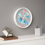 Abstract Bauhaus Half Circles Mod Pop Art Pattern Clock<br><div class="desc">Beautiful contemporary blue, mint green, coral orange, and blush pink coloured geometric half circles and squares pattern Ornate, elegant, and funky hipster design for the fancy artistic interior designer, artsy fashion diva, popular hip trendsetter, vintage retro, nouveau deco art style, or abstract graphic digital geometric motif lover. Available on a...</div>