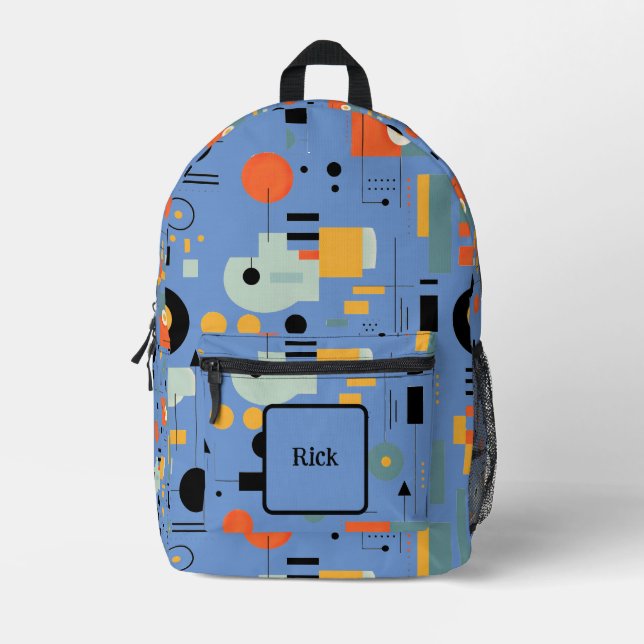 Abstract Bauhaus Shapes Printed Backpack (Front)
