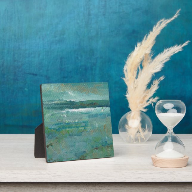Abstract Beach Coastal Art Blues Teals  Plaque (Insitu)