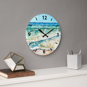 Abstract Beach Coastal Shoreline Artwork Clock