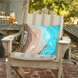 Abstract Beach Fluid Art   Cushion