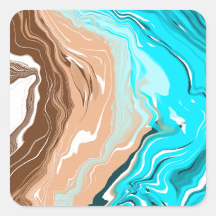 Abstract Beach Fluid Art  Square Sticker