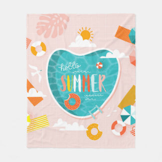 Abstract beach pool summer illustration fleece blanket
