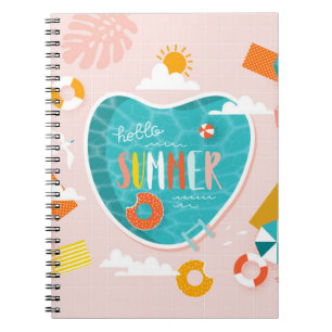 Abstract beach pool summer illustration notebook