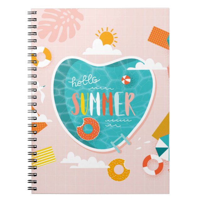 Abstract beach pool summer illustration notebook (Front)