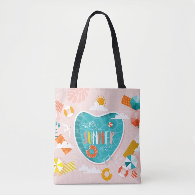 Abstract beach pool summer illustration tote bag (Front)