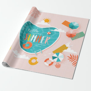 Abstract beach pool summer illustration wrapping paper