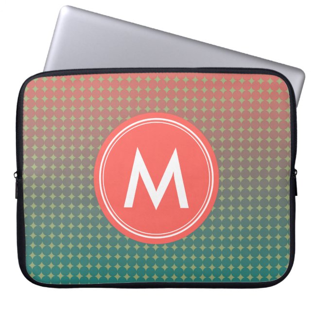 Abstract Beach Sunset Colour Blend Monogram Laptop Sleeve (Front)