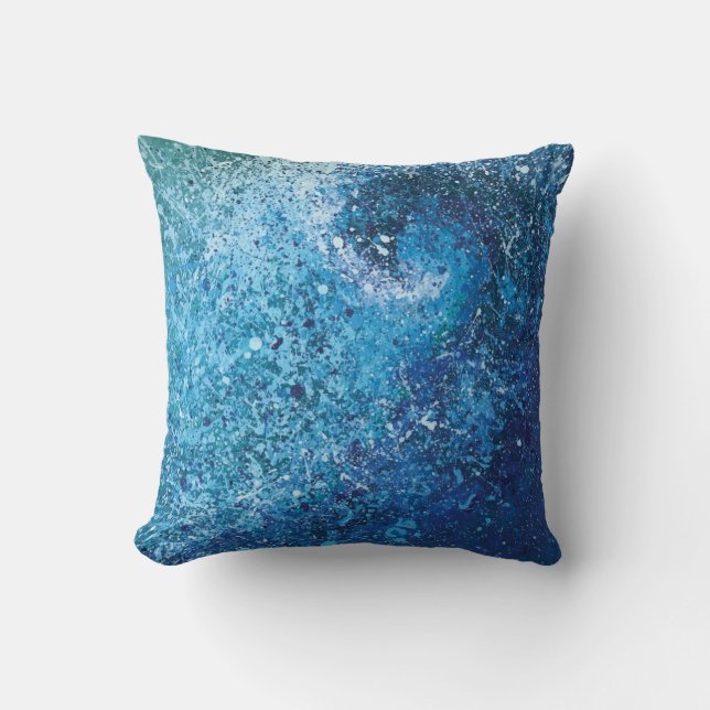 Abstract Beach Wave Fine Art Painting Cushion (Front)