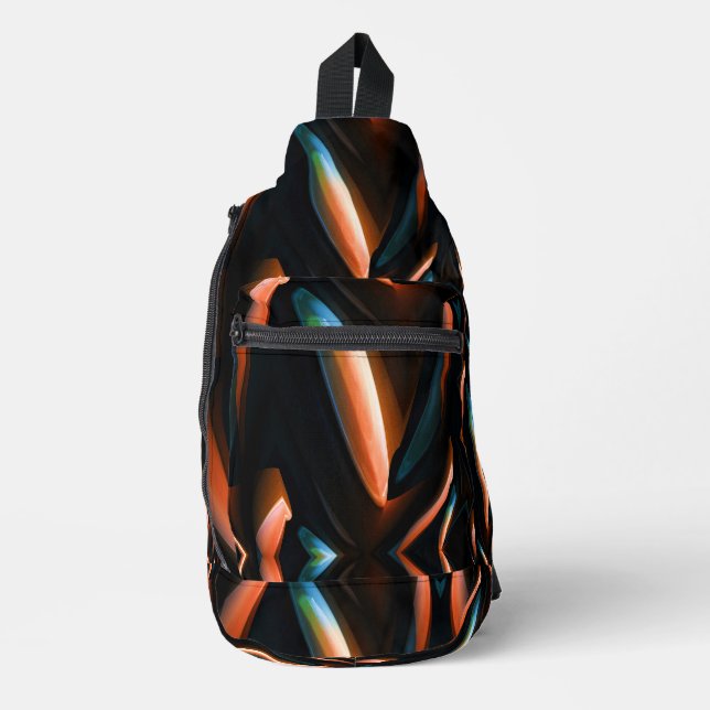 Abstract Beams Navy & Copper Sling Bag (Front)