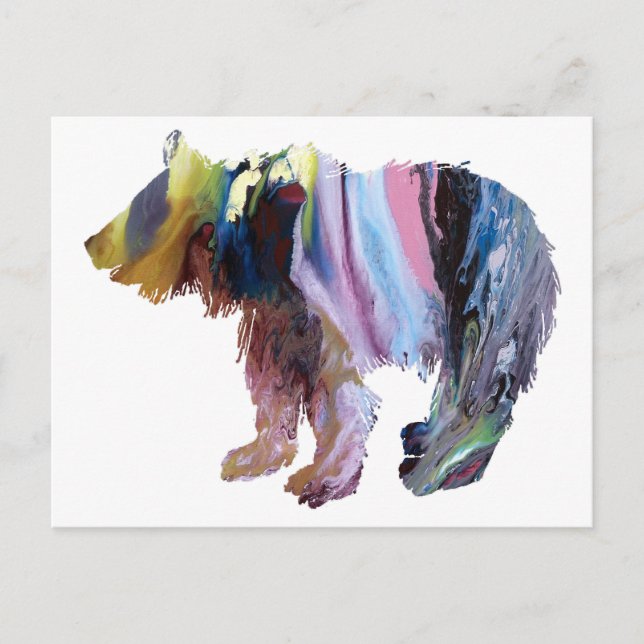 Abstract Bear cub Silhouette Postcard (Front)