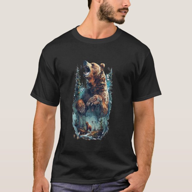 Abstract Bear Nature Forest, Environmental Protect T-Shirt (Front)