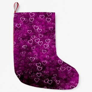 Abstract beautiful hearts on distressed purple bac small christmas stocking