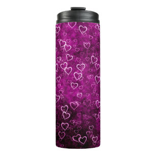 Abstract beautiful hearts on distressed purple bac thermal tumbler