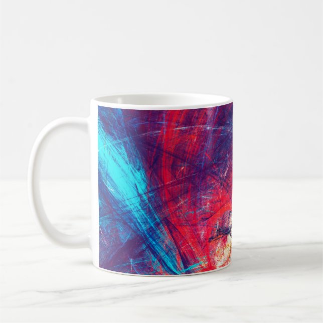Abstract beautiful red and blue bright colour back coffee mug (Left)