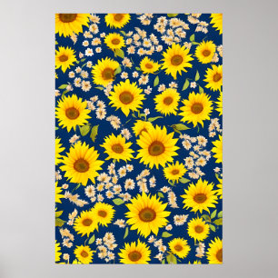 Abstract beautiful sunflower  pattern poster
