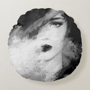 Abstract beautiful woman. fashion illustration. ac round cushion
