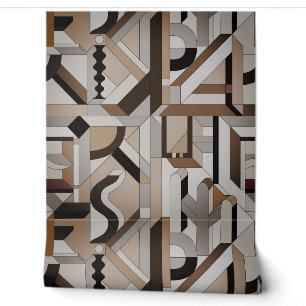 Abstract Beige Brown Bauhaus Wallpaper