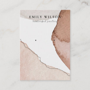 Abstract Beige Brown Watercolor Earring Display Business Card