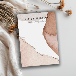 Abstract Beige Brown Watercolor Necklace Display Business Card