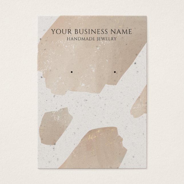 Abstract Beige Grey Terrazzo Earring Display Cards (Front)