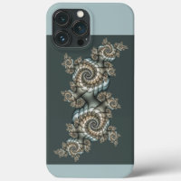 Abstract Beige Light Blue Fractal Art Spirals