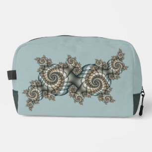 Abstract Beige Light Blue Fractal Art Spirals Dopp Kit