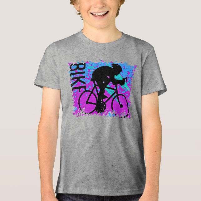 Abstract Bicyclist Racer Tri-Blend Shirt (Front)