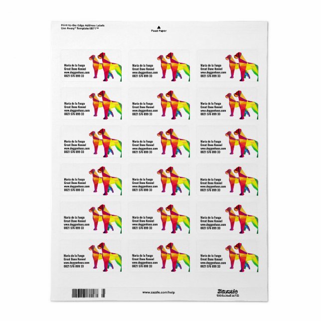 Abstract big dog Great Dane Label (Full Sheet)