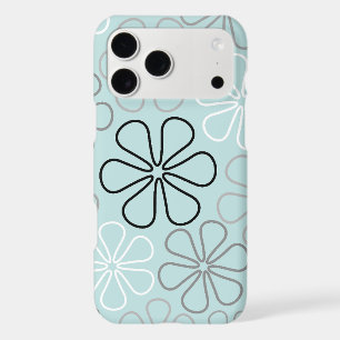Abstract Big Flower Outlines BWG+Duck Egg Blue