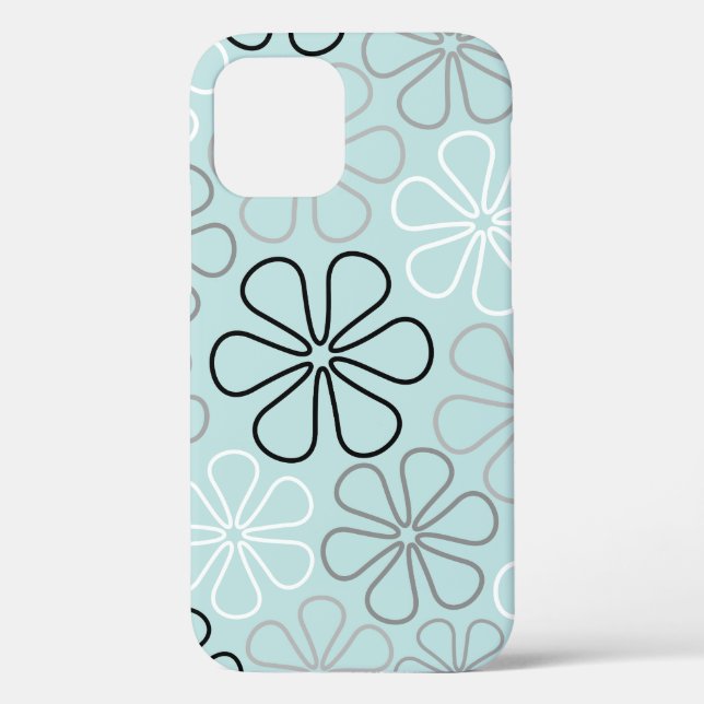 Abstract Big Flower Outlines BWG+Duck Egg Blue Case-Mate iPhone Case (Back)