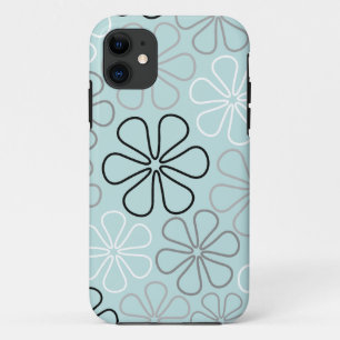 Abstract Big Flower Outlines BWG+Duck Egg Blue Case-Mate iPhone Case
