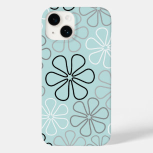 Abstract Big Flower Outlines BWG+Duck Egg Blue Case-Mate iPhone 14 Case