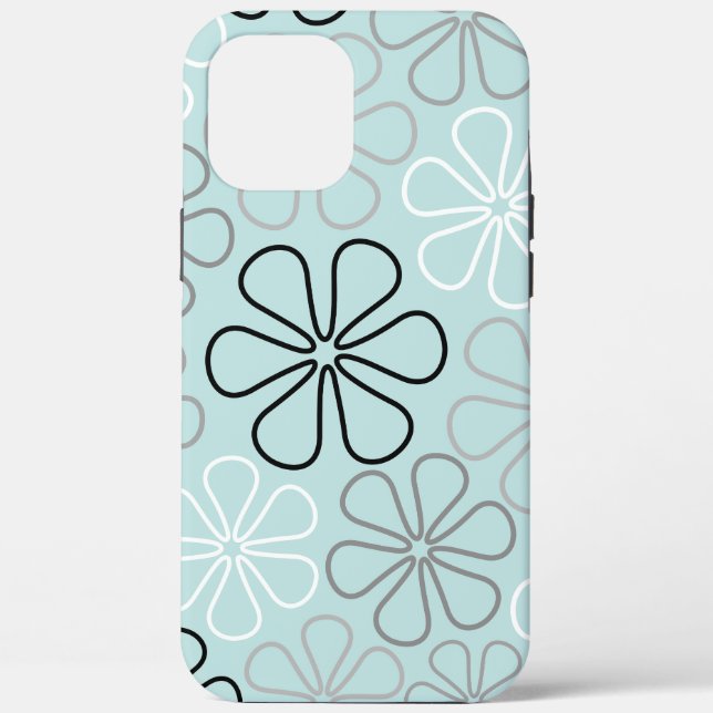 Abstract Big Flower Outlines BWG+Duck Egg Blue Case-Mate iPhone Case (Back)