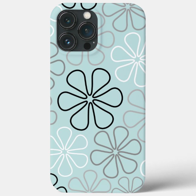 Abstract Big Flower Outlines BWG+Duck Egg Blue Case-Mate iPhone Case (Back)