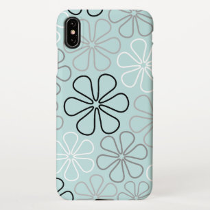 Abstract Big Flower Outlines BWG+Duck Egg Blue iPhone XS Max Case