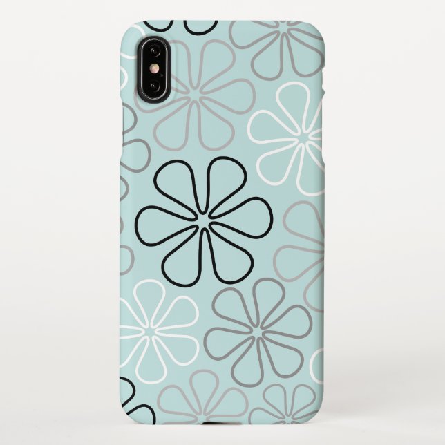Abstract Big Flower Outlines BWG+Duck Egg Blue iPhone Case (Back)
