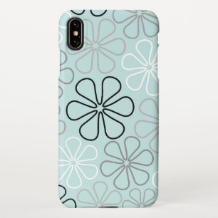 Abstract Big Flower Outlines BWG+Duck Egg Blue iPhone XS Max Case