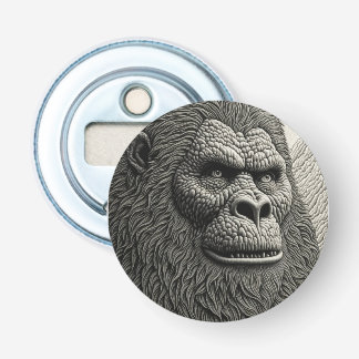 Abstract Bigfoot in Black and White Ai Art Bottle Opener