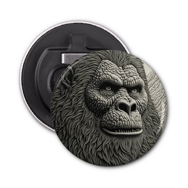 Abstract Bigfoot in Black and White Ai Art Bottle Opener (Front)