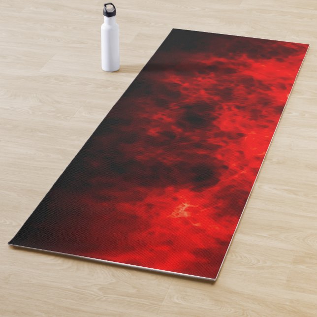 Abstract Billowing Red Smoke Yoga Mat (In Situ)