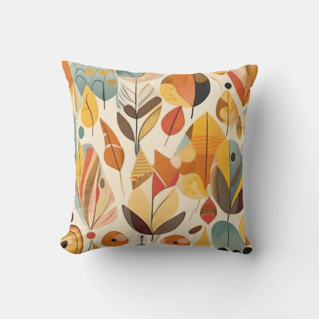 Abstract Bird + Leaves 2-in-1 Decorative Pillow   (Front)