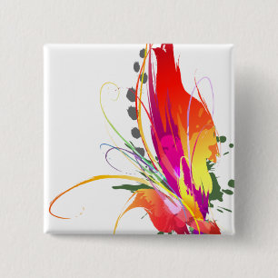 Abstract Bird of Paradise Paint Splatters 15 Cm Square Badge